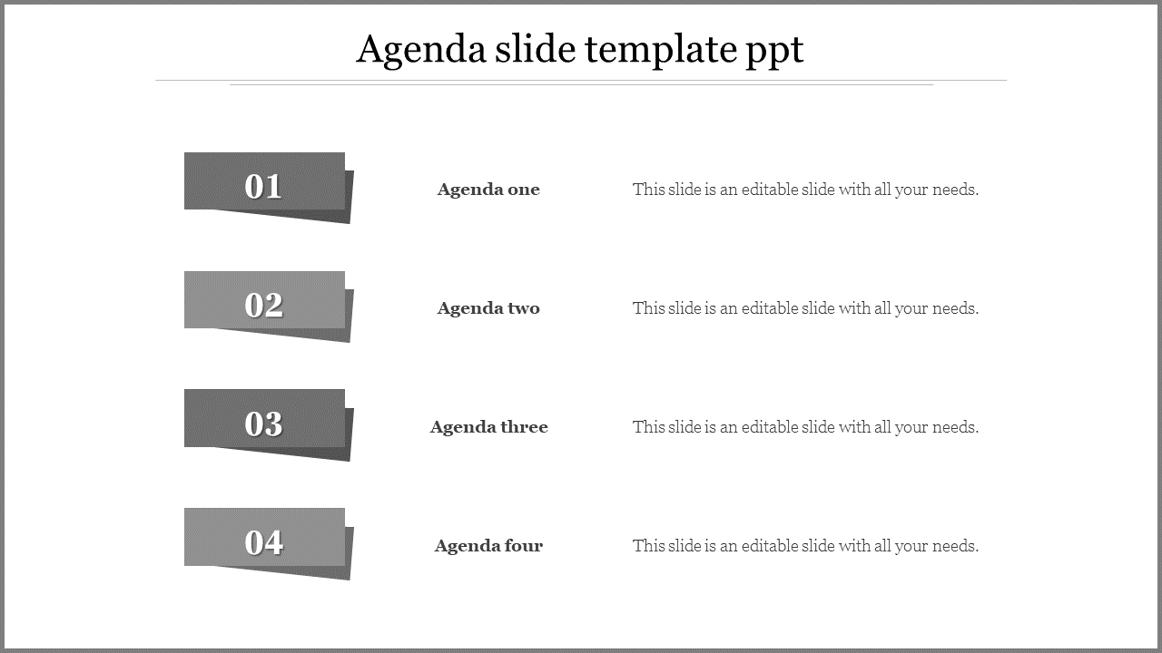 Free - Editable Four Agenda Slide Template PPT Presentation